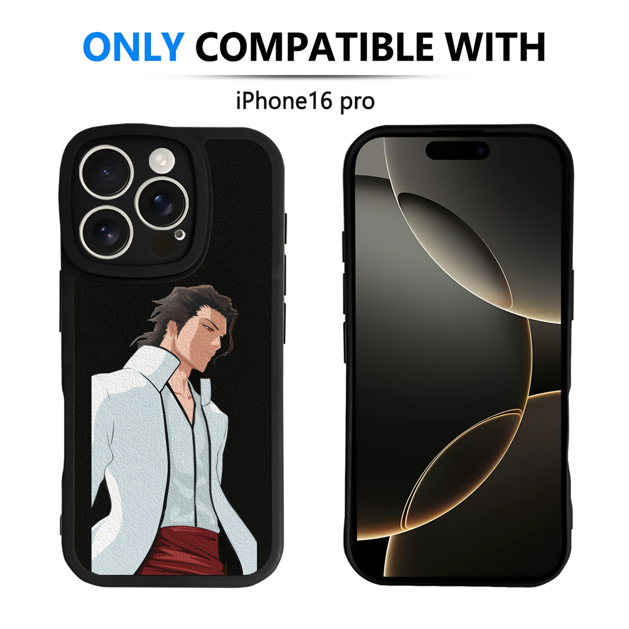 （画像用） ブリーチ 藍染 惣右介（あいぜん そうすけ） BLEACH Aizen Sousuke 【iPhone 16シリーズ対応】シリコンスマホケース（レザー調） 材質：シリコン